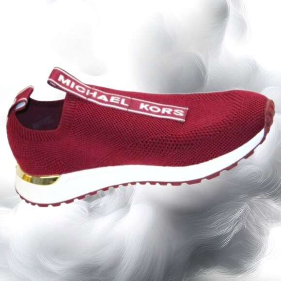 Michael Kors Bodie Maroon Slip-On Wedge Trainer Style, Size 9 - Picture 2 of 9